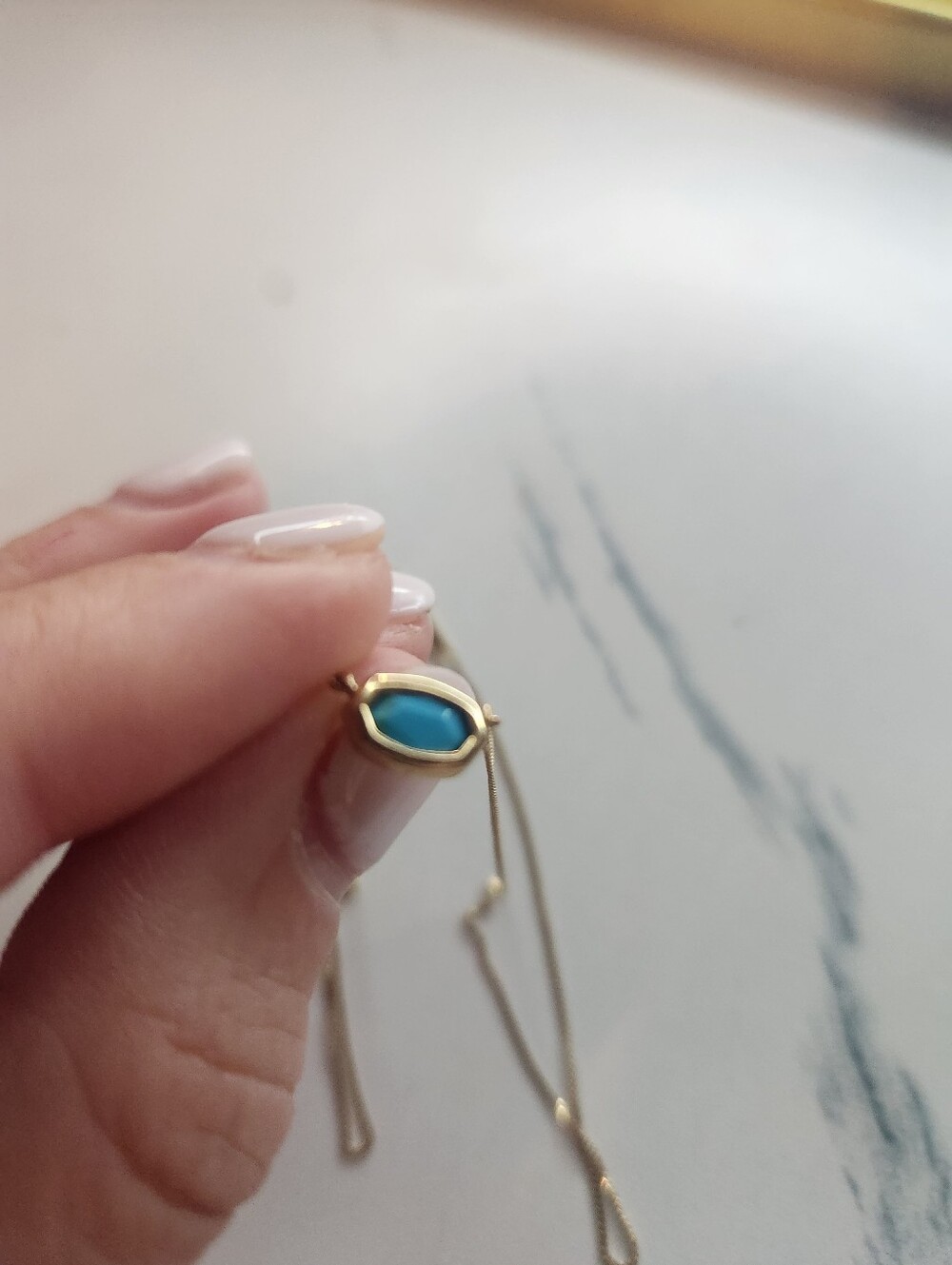 Kendra Scott Gold Chain Necklace with Turquoise Stone Pendant - Women's Jewelry - Picture 5 of 5